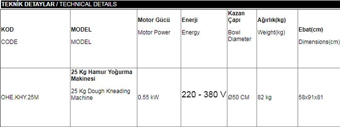 Elektrikli Hamur Yoğurma Makineleri 25 Kg Sanayi Tipi - 25 Kg Hamur