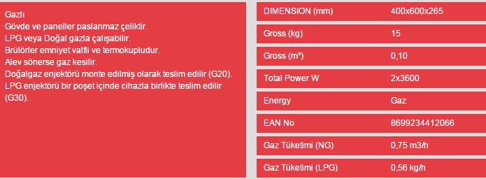 doğalgazlı iki gözlü ocak fiyatları
