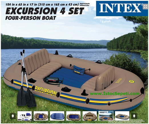 intex sisme bot 68324 excursion sisme deniz nehir botu 4 kisilik intex 68324 kurek takimi pompa hediye intex bot