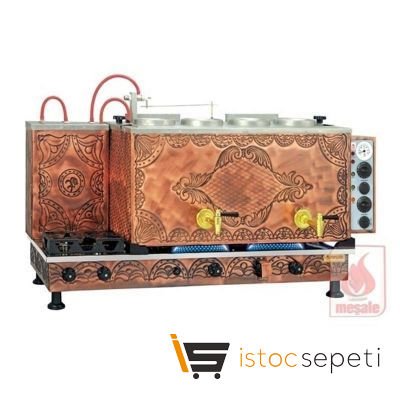 Meşale Antik Turbo Max Çay Kazanı, Full Elektrikli, 4 Demlikli