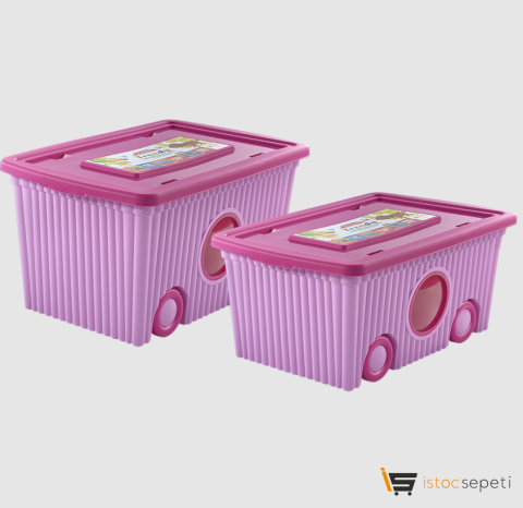 Flora Trendy Tekerlekli Pembe Oyuncak Kutusu 40 lt F384