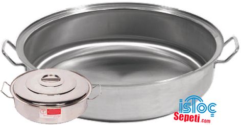 Sanayi Tipi Tencere Sığ Çift Tabanlı Paslanmaz Çelik 14 Litre 40x11cm Kod: 11550650