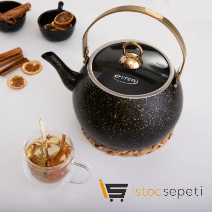 Gold Stone Küre Bitki Çayı Demliği 1 lt ve Kafes Tel Süzgeç