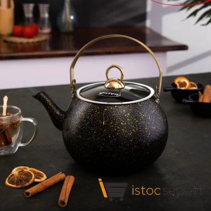 Gold Stone Küre Bitki Çayı Demliği 1 lt ve Kafes Tel Süzgeç