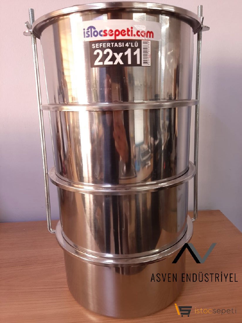 Çelik Sefer Tasları 22x11 16 Litre 4'Lü 12 Kişilik Yemek Kapasiteli