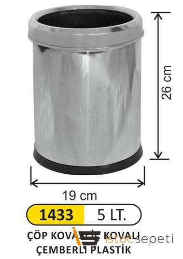 Arı Metal 1433 Ofis Tipi Paslanmaz Çöp Kovası Paslanmaz Çemberli