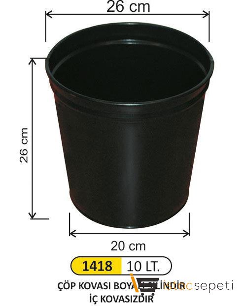 Arı Metal 1418 Ofis Konik Çöp Kovası Boyalı