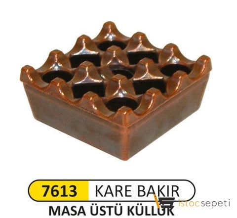 Arı Metal 7613 Masa Üstü Küllük Kare Bakır (Kül Tablası)