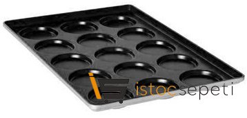 Hamburger Ekmeği Tavası Aluminize 35 Gözlü Derinlik 12 mm 60x90 cm Kaplamalı Siyah