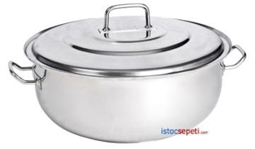 Yemek Pişirme Tenceresi 50-60 Kişilik Helvane Kapaklı Tencere 19 Lt 40x17 cm