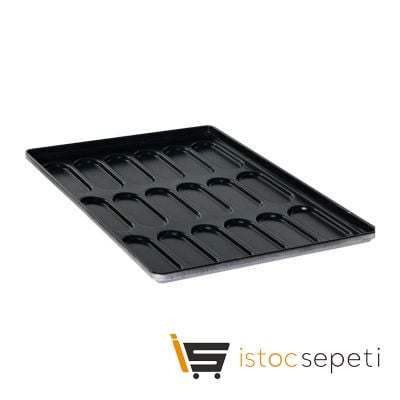 Sandviç Ekmeği Tavası Alüminyum 12 Gözlü 1.5 mm 40x60 cm Kaplamalı Siyah