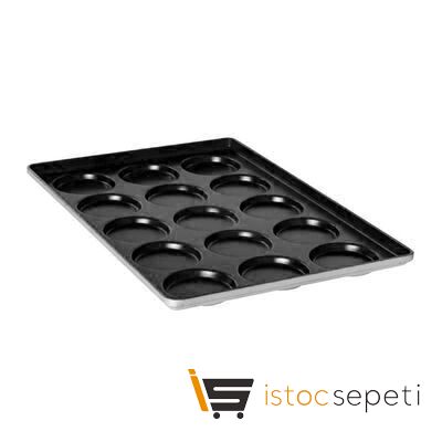 Hamburger Ekmeği Tavası Alüminyum 35 Gözlü Göz Çapı 115 mm 2 mm 75x104 cm Kaplamalı Siyah