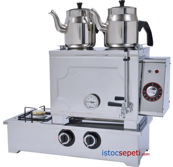Elektrikli Doğalgazlı Çay Kazanı 2 Demlikli CE Belgesi Var 30 Litre