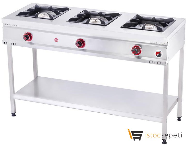 SilverInox Taban Raflı Midi Ocak 3 Gözlü 130x65x85 cm Doğalgazlı