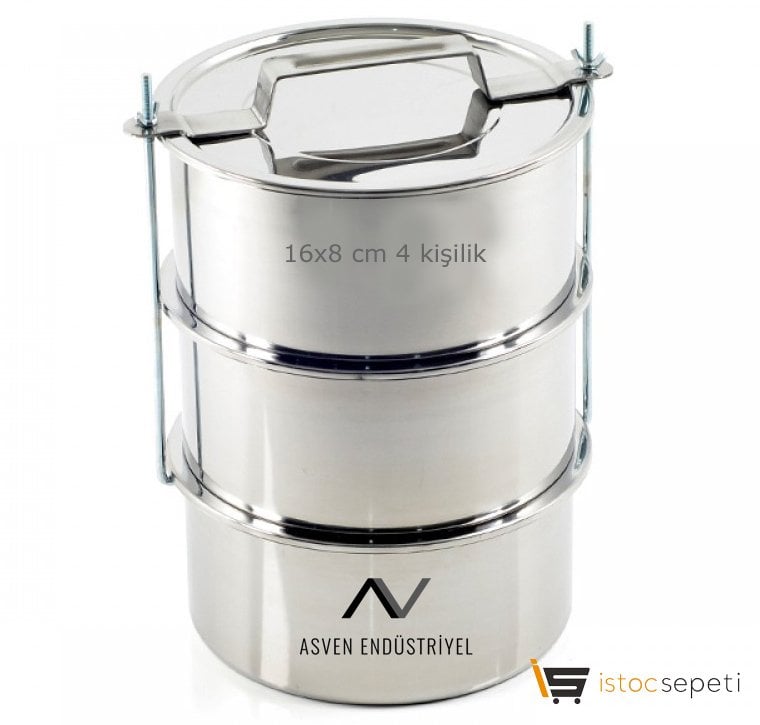 4 Kişilik Sefer Tası 3 Katlı 1.6 Litre 16x8 cm