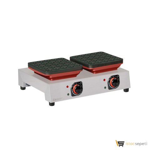 Omake WFL51.E21 Manuel Top Poffertjes Çiftli Waffle Makinesi, Elektrikli