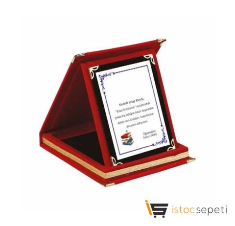 Kadife Kutulu 9*12 cm Kırmızı Plaket Promosyon