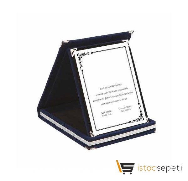 Kadife Kutulu 9*12 cm Lacivert Plaket Promosyon