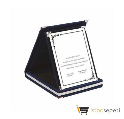 Kadife Kutulu 9*12 cm Lacivert Plaket Promosyon