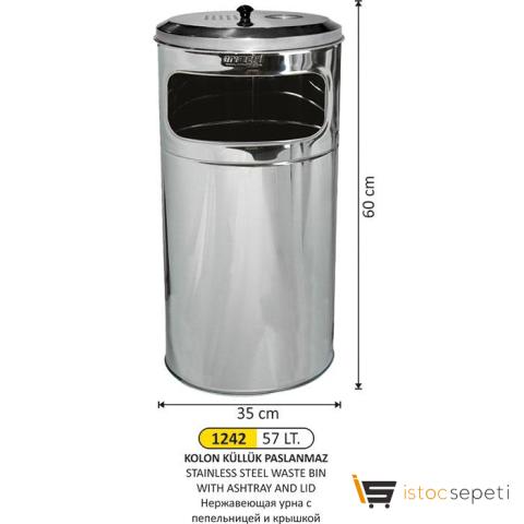 Arı Metal 1276 Ultra Kolon Küllük 6 No 57 L Paslanmaz