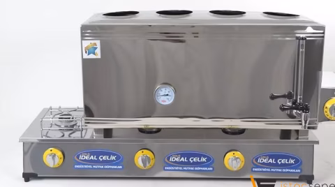İdeal Çelik Elektrikli Gazlı Çay Ocağı 4 Demlikli 80'lik