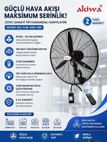 Asven 26İNC SANAYİ TİPİ KUMANDALI VANTİLATÖR