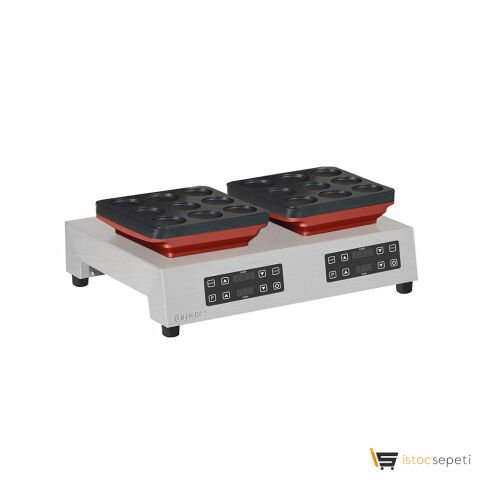 Omake WFL51.E25 Dijital Büyük Top Poffertjes Çiflli Waffle Makinesi, Elektrikli