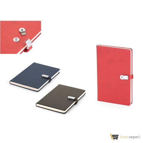 Termo Deri Kapaklı USB Bellekli Defter ( 13 x 21 cm ) Promosyon