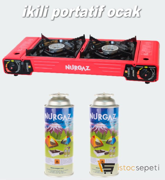 Nurgaz İkili Portatif Ocak +2 Kartuş Hediye