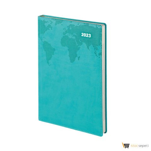 Turkuaz Termo Deri̇ Ajanda Ebat: 17 x 24 cm Promosyon