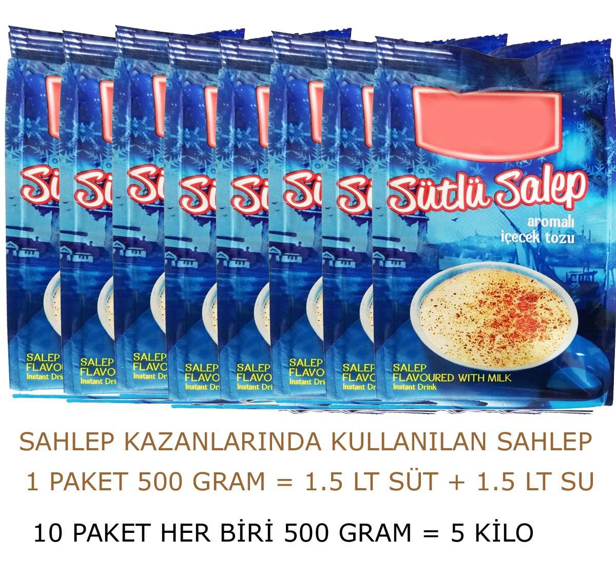 Toz Sahlep Hazırlama Karışımı 5 Kilo Suyla ve Sütle Hazırlanabilen 10 Paket Sahlep Kazanları İçin