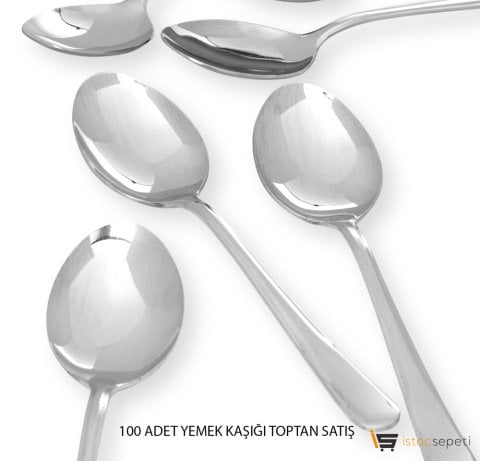 Toptan Kaşık 100 Adet Yemek Kaşığı 2 mm 430 Çelik