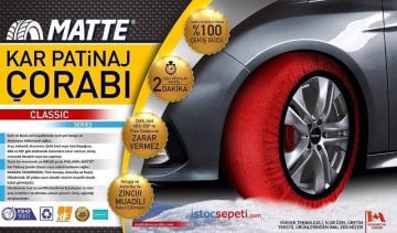 Matte Kar Çorabı Oto Lastik Çorabı Buzlu ve Karlı Zeminler İçin