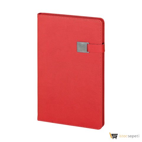 Kırmızı Termo Deri̇ Defter Ebat: 13 x 21 cm / 224 Sayfa Promosyon