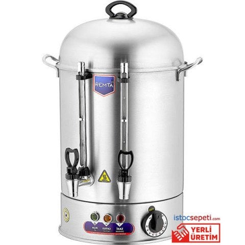 Remta 80 Bardaklık Delüks Çay Otomatı  9 Litre + Alarmlı ve Elektriği Kesme Özellikli Yanmayan Rezistanslı Çay Makinesi