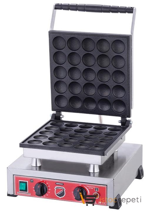 SilverInox Yuvarlak Bubble Waffle Makinesi Tekli Kapaklı Elektrikli
