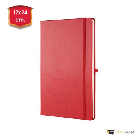 Kırmızı Termo Deri̇ Defter Ebat: 17 x 24 cm / 224 Sayfa Promosyon