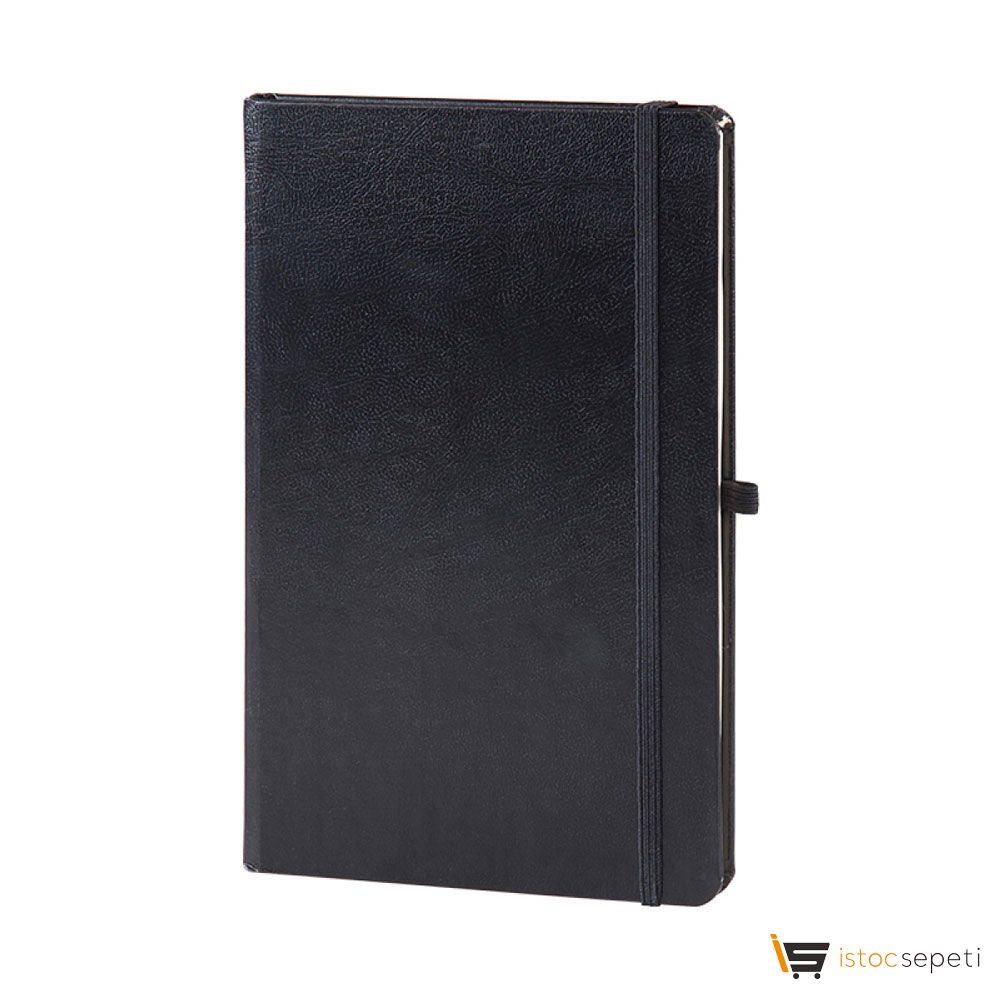 Siyah-112 Yaprak Cilt Bezi̇ Defter Ebat: 13 x 21 cm / 224 Sayfa (IVORY KAĞIT) Promosyon