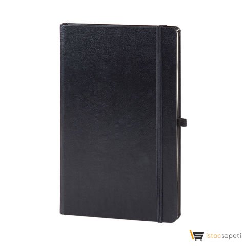 Siyah-112 Yaprak Cilt Bezi̇ Defter Ebat: 13 x 21 cm / 224 Sayfa (IVORY KAĞIT) Promosyon