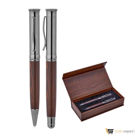 Füme Metal Roller & Tükenmez Kalem Seti Promosyon