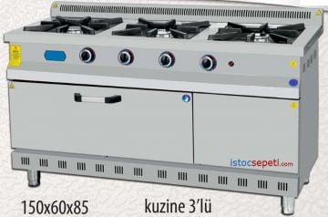 Lokanta Ocakları Fırınlı Kuzineler Lpg 3 Gözlü Tüplü
