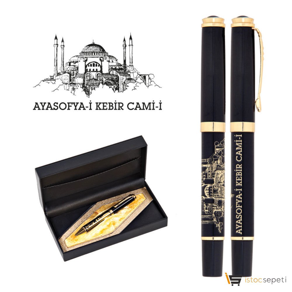 Ayasofya Kabartma Figürlü Metal Roller Kalem Seti Promosyon