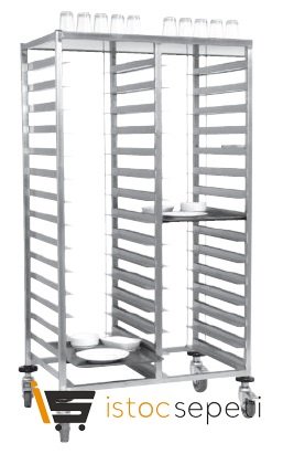 Trolley Mutfak Bulaşık Arabası İkili MB100X2