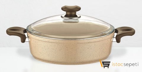 Asven Safran Granit 24 cm Basık Tencere