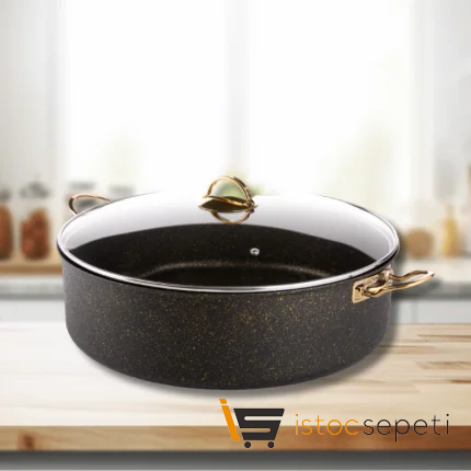 36 Cm Gold Stone Maksi Basık Tencere 8 Lt