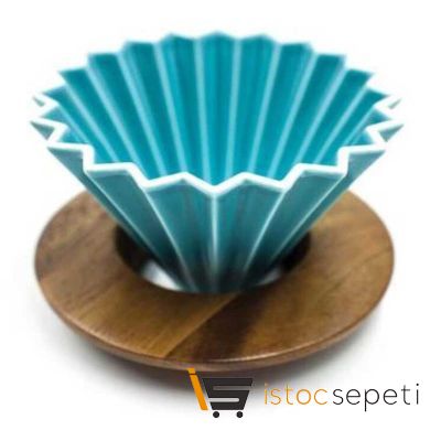 Epinox Ahşap Standlı Seramik Dripper Turkuaz