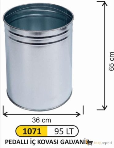 Arı Metal 1071 Pedallı Çöp Kovası 95 Litre İç Kovası 41X73