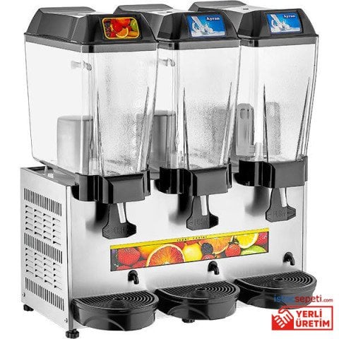 Ayran Soğutucu ve Şerbetlik Makinesi 3 Gözlü 2 Ayran ve Şerbetlik