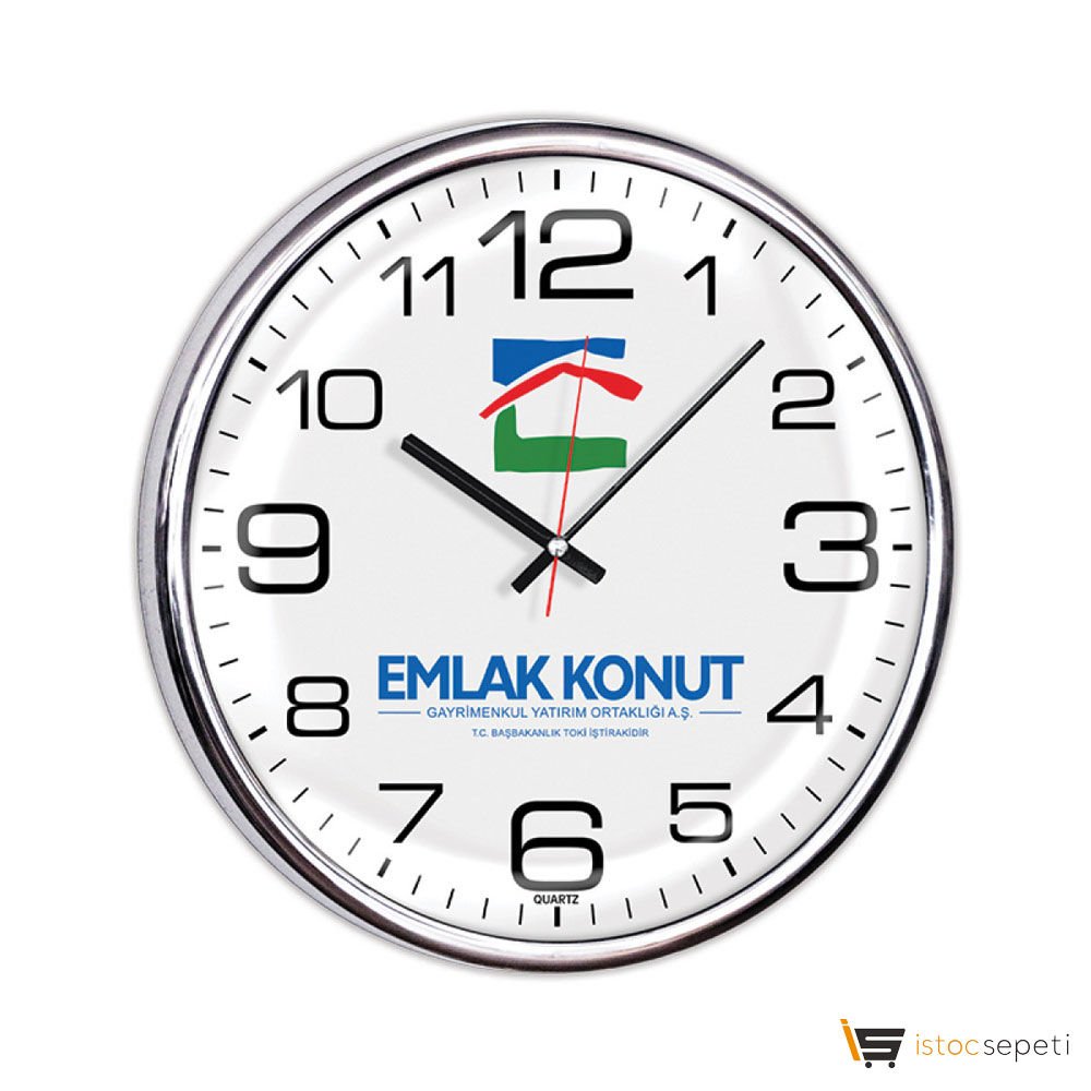 Uni Metalize Duvar Saati - Ebat: 40 cm Promosyon